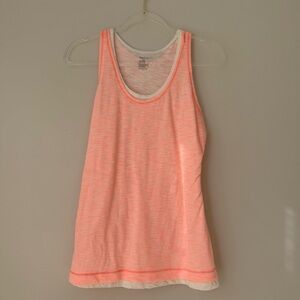 GAP Body Coral Orange Striped Double‎ Layered Tank Top Sz M
